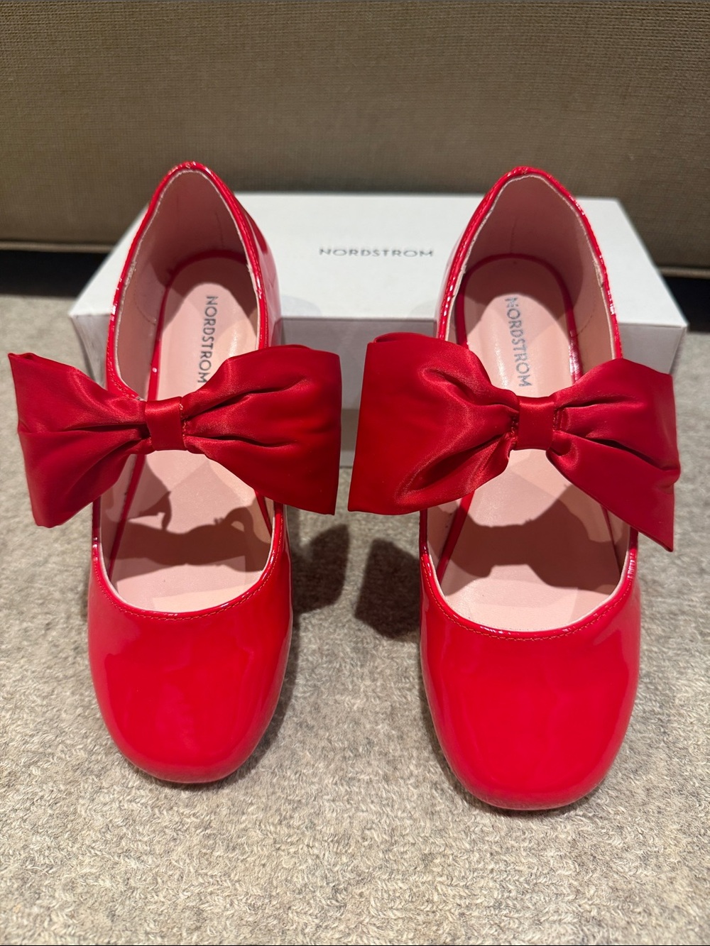 Nordstrom Girls' Posey Bright Red Patent Bow Mary Jane Shoes
